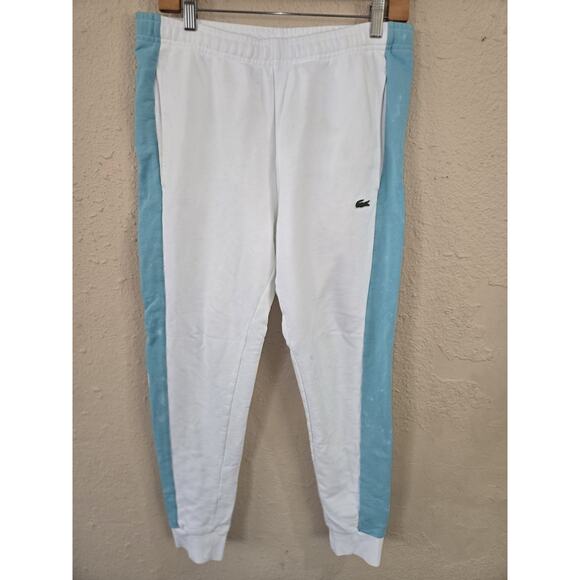 Lacoste Regular Fit Colorblock Men's Joggers White-Blue, Size Small With Defects - Picture 1 of 12